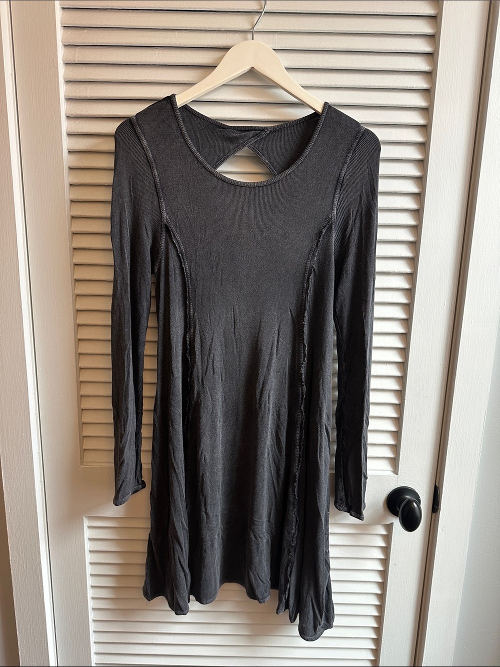 Ripcurl Women's Long Sleeve Fit and Flare Dress in Charcoal Gray